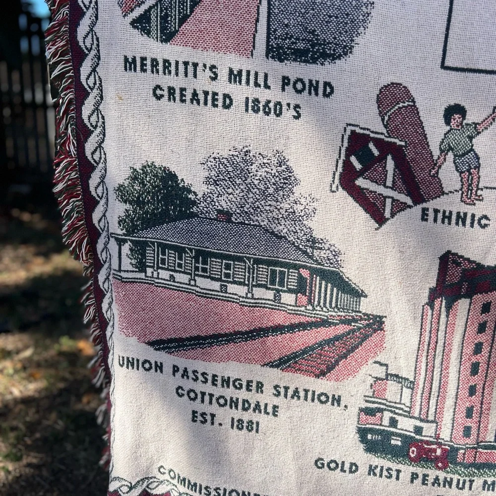 Vintage Jackson County Florida Woven Tapestry Blanket Throw | Americana Historic